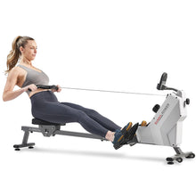 Load image into Gallery viewer, Sunny Health &amp; Fitness Smart Compact Magnetic Rowing Machine - Black
