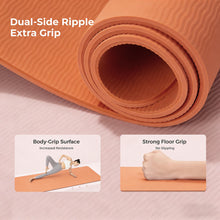 Load image into Gallery viewer, Keep 72" x 24" TPE Yoga Mat Non Slip, 1/4 Inch (6mm) Exercise Mat for Home Workout, Gym, Yoga, Pilates &amp; Stretching with Carrying Strap, Oat White, Orange

