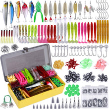 Load image into Gallery viewer, PLUSINNO 302Pcs Fishing Lures, Fishing Tackle Box with Tackle Included, Crankbaits, Spinnerbaits, Hooks, Weights &amp; Accessories - Freshwater Bass Fishing Gear Lure Bait Equipment Kit Gift for Men
