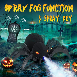 Remote Control Spider, Robot Spider with Spray and Lights, Black Widow Toy for Kids, for Halloween Xmas Birthday Party Joke Prank