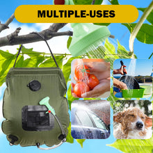 Load image into Gallery viewer, KIPIDA Solar Shower Bag | 5 Gal/20L Solar Heating Camping Shower Bag | Removable Hose | On-Off Switchable Shower Head | Ducha Portatil | Traveling Shower | Portable Shower for Beach Swimming, Hiking
