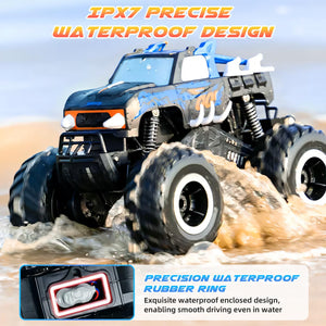RC Monster Truck 1:16, Electric RC Car RC Monster Car 4WD Rock Crawler Scale Remote Control Truck Toy Cars (Blue)