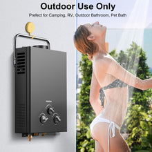 Load image into Gallery viewer, Outdoor Tankless Propane Water Heater 1.58GPM 6L Portable Gas Water Heater with Handle &amp; Overheating Protection, Instant Hot Water for Camping RV Cabin Boat Barn - Black
