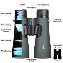 Load image into Gallery viewer, 12x50 UHD Binoculars for Adults High Powered with Upgraded Phone Adapter - Large View, Lightweight, IPX7 Waterproof, BAK4 Prism - Binoculars for Hunting Bird Watching Cruise
