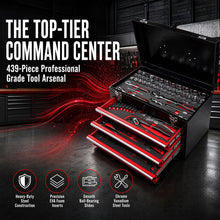 Load image into Gallery viewer, 439 Pieces Mechanic Tool Set with 3-Drawer Metal Tool Box, Complete Socket Wrench Screwdriver Pliers Kit, Heavy Duty Steel Storage Chest for Auto Repair, Household and Garage DIY Projects
