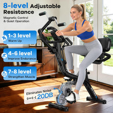 Load image into Gallery viewer, pooboo Folding Exercise Bike with Hand Crank, Multifunctional Stationary Bike -Black
