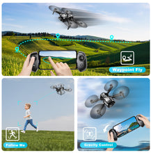 Load image into Gallery viewer, Mini Drone with Camera for Kids Adults-1080P FPV Camera Foldable Drone with Stable Altitude Hold, Gestures Selfie, Waypoint Fly, 2 Batteries
