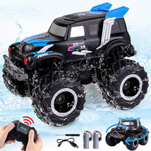 Load image into Gallery viewer, Amphibious Remote Control Cars, 1/20 Stunt RC Rock Crawler Monster Truck Toy with Two Alternative Rechargeable Batteries, Blue
