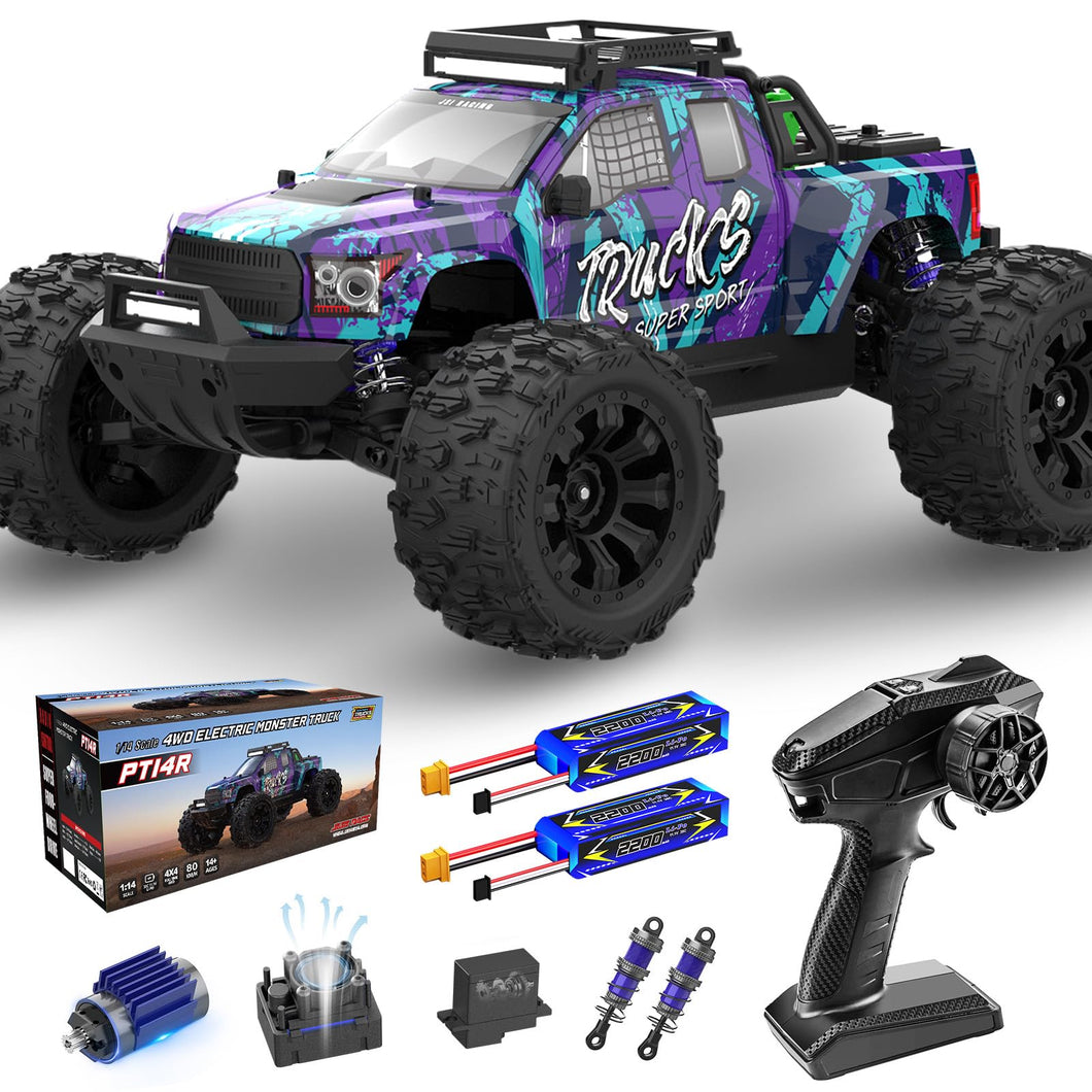 1/14 Brushless RC Trucks for Adults, Max 50mph 4WD Waterproof Off-Road Truck and 20W Fast Charging System