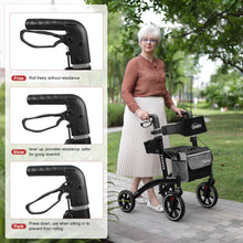 Load image into Gallery viewer, Rollator Walker for Seniors/Adults Foldable Rolling Walker with Seat 330 lbs Capacity 4 Big 8 inch Wheels Hand Grips Adjustable Height Lightweight Aluminum Walker 7205(Black)
