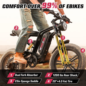 E2 Electric Bike for Adults, Full Suspension, 48V13Ah Removable Battery, Up to 28MPH & 46.6 Miles (PAS), 750W Ebike