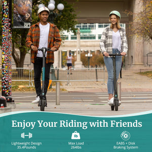 Electric Scooter -10" Pneumatic Tires, Max 20 Miles Range, 15.5Mph Speed Power by 350W Motor, Large Digital Display for Adult