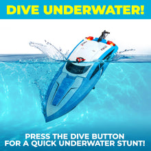 Load image into Gallery viewer, Blue Fast RC Boat- Remote Control Boats for Adults and Kids, Underwater Speed Racing Mini RC Boats for Pools and Lakes, 2.4GHZ Transmitter
