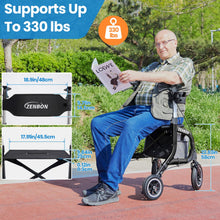 Load image into Gallery viewer, Rollator Walker for Seniors/Adults Foldable Rolling Walker with Seat 330 lbs Capacity 10 inch Wheels Hand Grips Adjustable Height Lightweight Durable Aluminum Walker Removable Back Support (Black)
