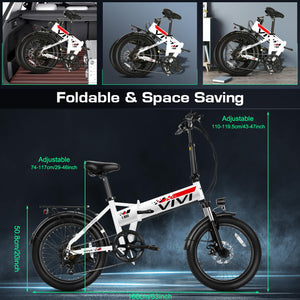 20" Folding Electric Bike 500W Ebikes for Adults, Adult Electric Bicycles with 48V Removable Battery