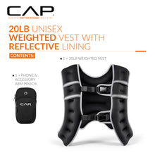 Load image into Gallery viewer, CAP Weighted Vest for Women &amp; Men 20lb – Reflective Fitness Vest for Walking, Running, Cardio, Rucking, &amp; Strength Training, Black
