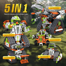Load image into Gallery viewer, 5 in 1 STEM Robot Toys Building Kits, Dinosaur Toys for Boys Age 8-12, App &amp; Remote Control Engineering Learning Educational (539 Blocks)
