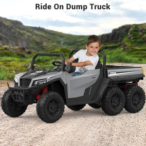 24V 4WD Electric Ride On Dump Truck with Remote Control | 2-Seater Kids Ride On Car | Music Player & LED Lights