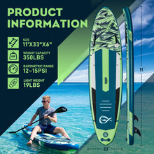 Load image into Gallery viewer, InnoExpo 11' Inflatable Stand Up Paddle Boards with Premium Accessories, Wide Stable SUP Paddle Board Design, Non-Slip Comfort Deck for Youth &amp; Adults (Dynamic/Kayak Seat)
