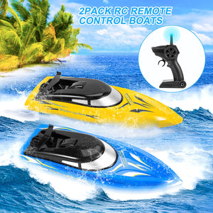 2 Pack RC Boat Remote Control Boats for Pools and Lakes for Kids and Adults, 10 kmH 2.4 GHz RC Boat for Boys 4-7 8-12 Years