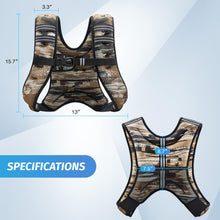 Load image into Gallery viewer, ZELUS Weighted Vest, 6lb/8lb/12lb/16lb/20lb/25lb/30lb Weight Vest for Men Women with Storage Pocket Reflective Strips for Strength Training Running Muscle Building, Brushstroke Sand Camo (12 lb)

