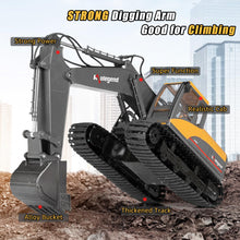 Load image into Gallery viewer, 3 in 1 Remote Control Excavator Toy 1/14 Scale RC Excavator, 15 Channel Upgrade Full Functional Construction Vehicle (Yellow/Black)
