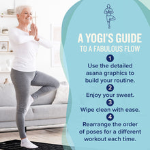Load image into Gallery viewer, NewMe Fitness Yoga Mat for Women and Men - Large, 5mm Thick, 68 Inch Long, Non Slip Exercise Mats w/ 70 Printed Yoga Poses for Pilates, Workout and Stretching - Home and Gym Essentials - Black
