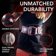 Load image into Gallery viewer, Dark Iron Fitness Genuine Leather Weightlifting Belt - Black
