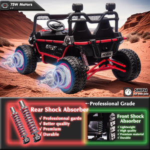 24V 2 Seater XXL Kids UTV Ride On Car with Remote Control 4WD Off Road Electric Vehicle Ride On Toy Car (Red)