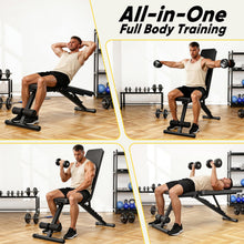 Load image into Gallery viewer, Adjustable Weight Bench for Home Gym, 600LBS Capacity Foldable Workout Bench with 7 Backrest Positions for Full Body Exercise, Compact for Small Spaces, Incline Decline Flat Bench with Quick Adjustment &amp; Easy Folding
