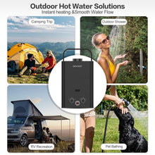 Load image into Gallery viewer, OEVANT Propane Water Heater, 1.58GPM 6L Portable Tankless Water Heater with Handle &amp; Overheating Protection, Propane Gas, Instant Hot Water for RV Camping, Outdoor Shower (BLACK)
