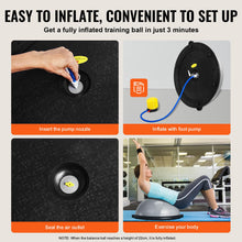 Load image into Gallery viewer, VEVOR 23-inch Half Exercise Ball Trainer, 660 lbs Capacity Balance Ball, Includes Resistance Bands - Gray
