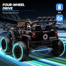 Load image into Gallery viewer, 24V 9Ah Ride on Toy for Big Kids, 4x4 2 Seater Ride on Car Truck w/Remote Control, 4x200W Motors - Black Warrior
