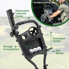 Load image into Gallery viewer, KVV 3 Wheel Foldable/Collapsible Golf Push Cart Ultra Lightweight Smallest Folding Size, New-Version Scorecard Holder Umbrella Holder Included

