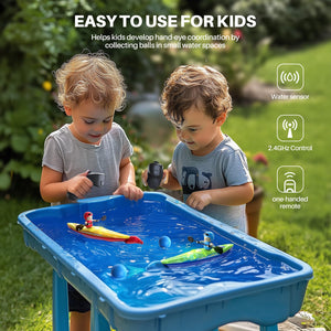 2 Pack RC Boats for Kids 8-12, Remote Control Kayaks with 3 Magnetic Balls, 40 Mins Playtime (1 Battery), LED Lights, Perfect Water Toys