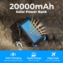 Load image into Gallery viewer, BLAVOR Solar Power Bank 20000mAh, Wireless Charger for Phones &amp; Apple Watch
