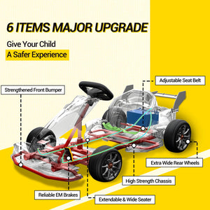24V Kids Electric Go Kart, Licensed McLaren F1 Drift Kart Car with Dual 200W Motors, Adjustable Seat for Ages 6-12 (Orange)