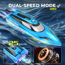 Load image into Gallery viewer, RC Boat, 14 inch Remote Control Boat for Kids and Adults, 25 KPH Fast RC Speed Boats with 1100mAh Battery- HJ815 Blue
