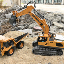 Load image into Gallery viewer, Remote Control Excavator Toys for Boys Turns 680-degree 2 Batteries Metal Shovel Lights/Sounds Construction Toys
