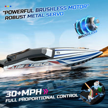 Load image into Gallery viewer, Fast Brushless RC Boat, 30+ mph 3S Remote Control Racing Boats with Metal Servo &amp; LED Light, Capsize Recovery,2.4Ghz Speed Boat
