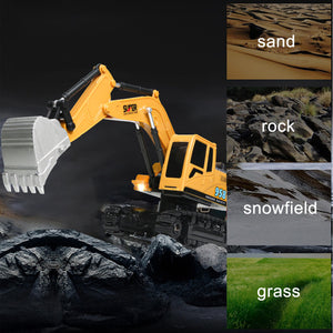 Kids Play Excavators 6-Year-Old-Boy-Gifts - 1:22 RC Hydraulic Excavator Digger Construction Vehicle for Kids Christmas Birthday Gift