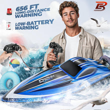 Load image into Gallery viewer, RC Boat, 16 inch Big Remote Control Boat for Adults and Kids, 35 KPH Large Fast RC Speed Boats with 1500mAh Battery- HJ818 Blue
