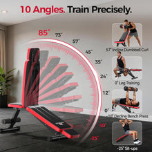 Load image into Gallery viewer, NICEPEOPLE Adjustable Weight Bench for Home Gym up to 6.5'', 660LBS Capacity Workout Bench with 10 Backrests for Chest Shoulders Arms, Compact and Foldable Strength Bench Small Space Apartment Room
