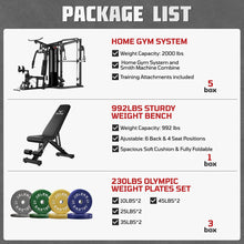 Load image into Gallery viewer, JELENS Home Gym System, 150LB Weight Stack Smith Machine- (Black, 230LBS Colored Weights Package)
