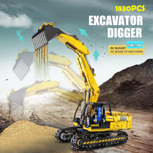 Load image into Gallery viewer, RC Excavator Building Set for Boys, 1830 Pieces Building Blocks APP Remote Control Truck Construction Vehicles Model
