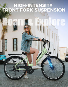 Electric Bike for Adults, 1200W Peak Motor Max 62miles & 28MPH City Cruiser Ebike,26'' Commuter Ebike