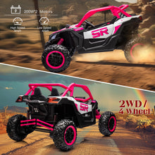 Load image into Gallery viewer, 24V Electric Kids UTV Ride on Car with Remote Control, 2-Seater, 2 Shock Absorbers, 2x200W Motors (Pink)
