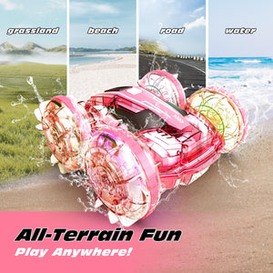 Amphibious Remote Control Car Boat for Kids, 4WD RC Stunt Car with Waterproof Remote Control, 2.4GHz Gesture RC Cars