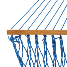 Load image into Gallery viewer, Original Pawleys Island Large Coatal Blue DuraCord Rope Hammock – 13 ft. x 55 in., 2-Person, 450 lb Capacity, Oak Spreader Bar, Zinc-Plated Hardware, Handcrafted in the USA
