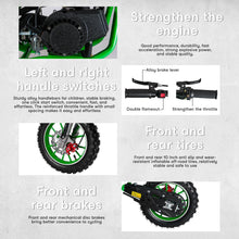 Load image into Gallery viewer, 49cc 2-Stroke Kids Dirt Bike, Gas Power Motocross, Mini Motocross Motorcycle, Off-Road Dirt Bike with Front/Rear Disc Brakes, Green
